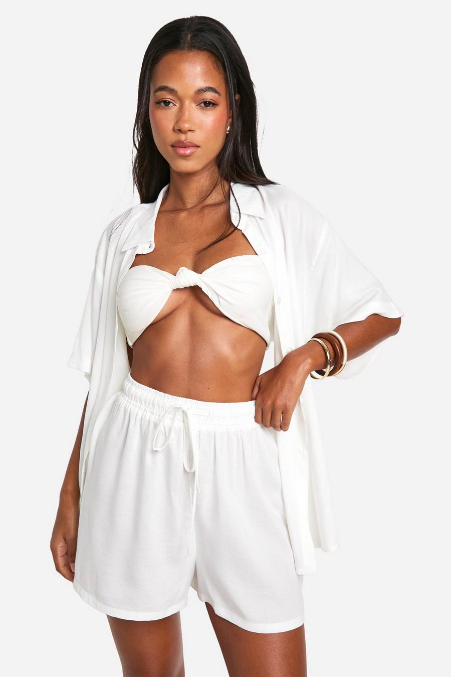 White Shirt And Short Beach Co-ord   image number 1