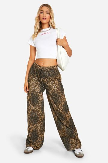 Multi Washed Leopard Wide Leg Trouser