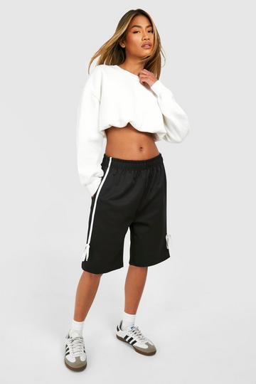 Side Stripe Bow Detail Jort Culotte black