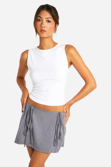 Side Tie Pleated Tennis Skirt grey