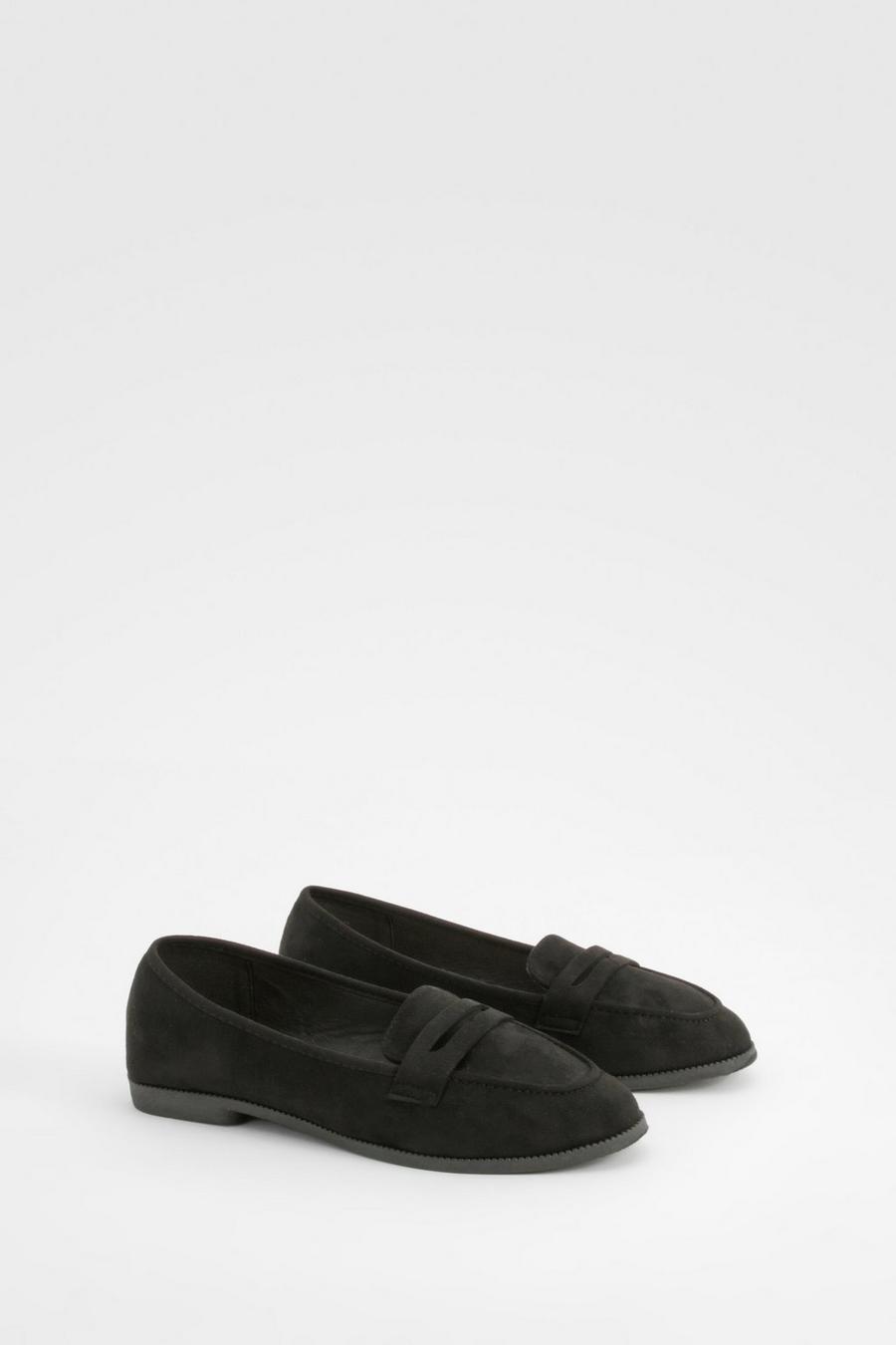 Breite Passform Loafers, Black