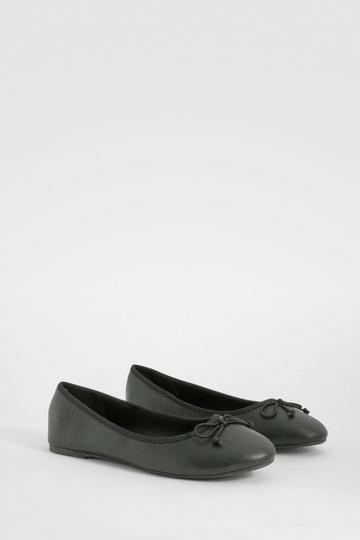 Black Bow Detail Ballet Flats