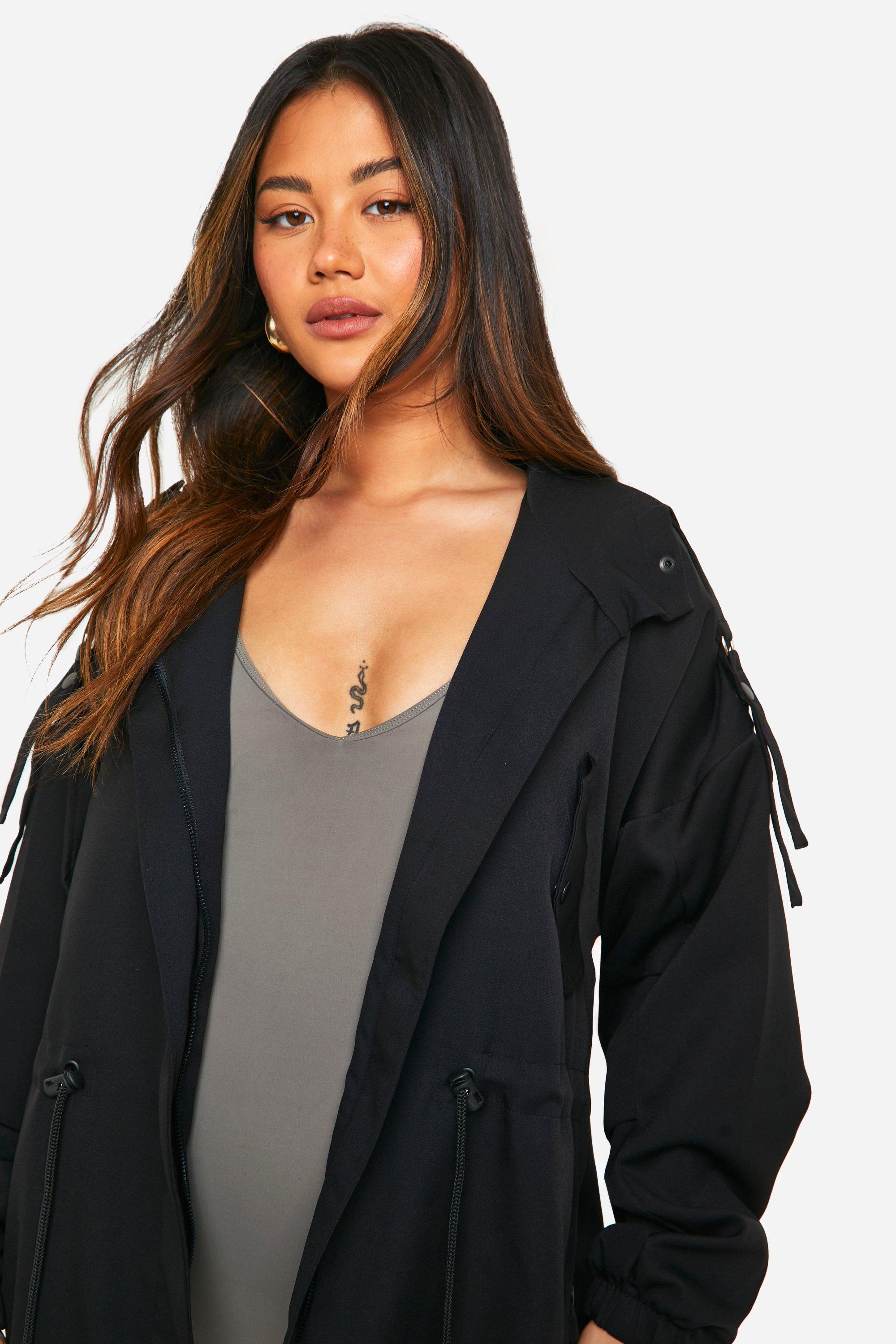 Synched Waist Hooded Mac boohoo DK