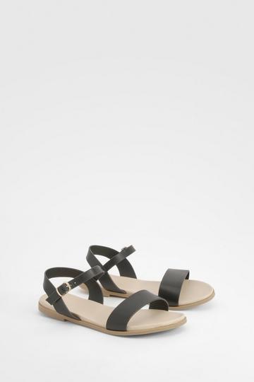 Brede Tweedelige Sandalen black