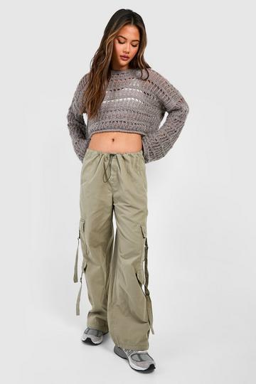 Green Cargo Pocket Straight Leg Pants