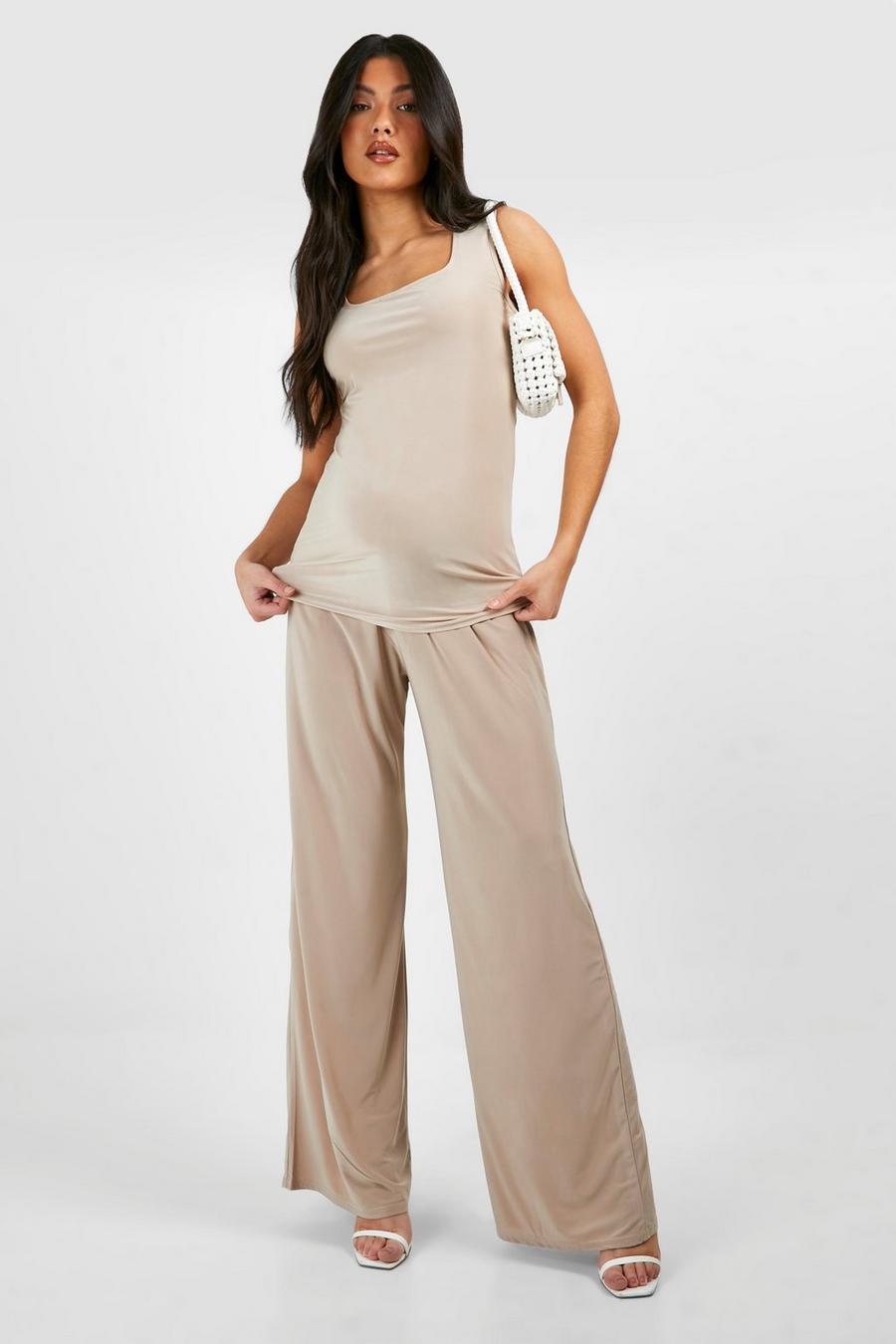 Stone Maternity Soft Touch Wide Leg Trousers image number 1