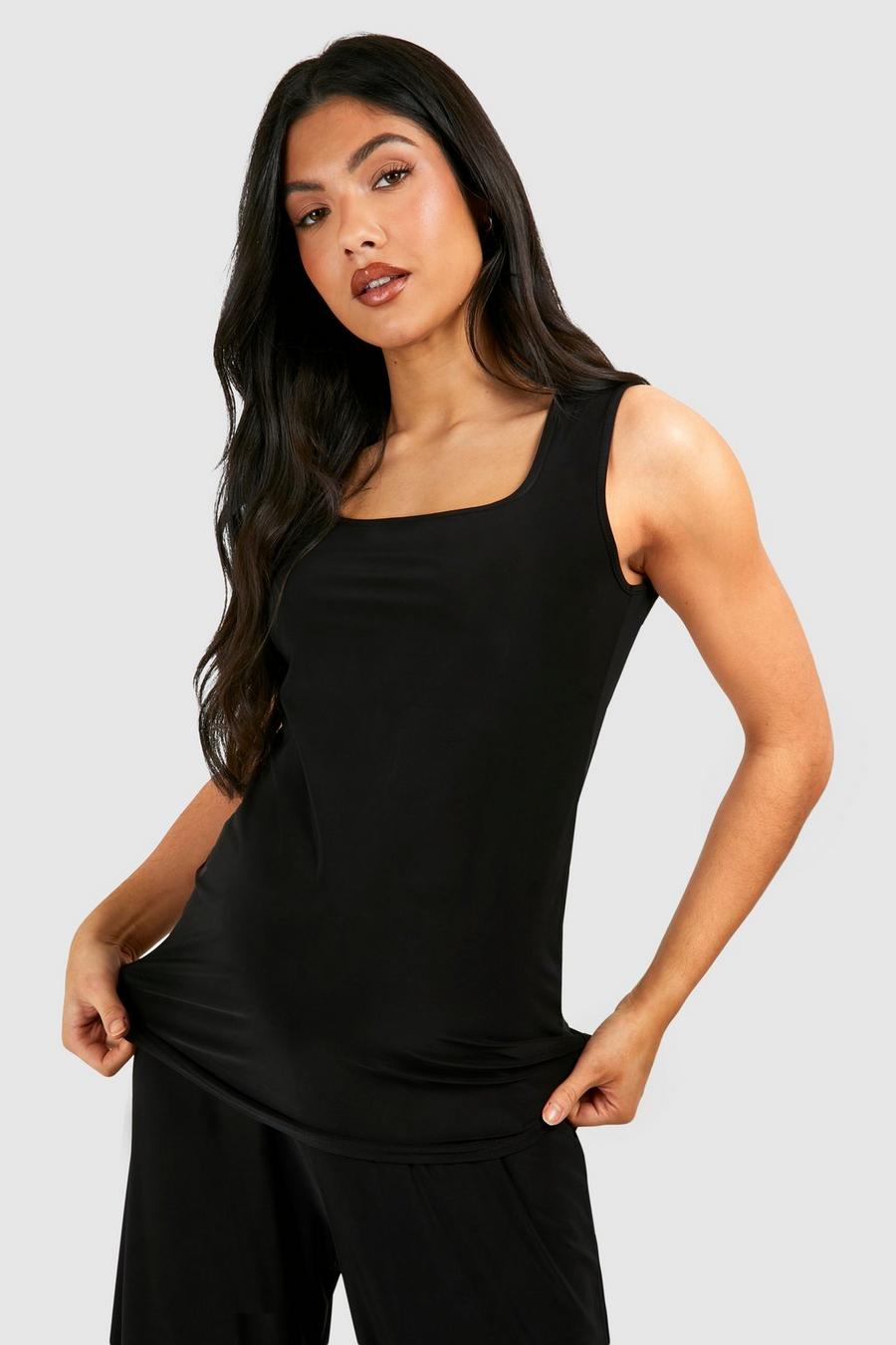 Black Maternity Soft Touch Square Neck Tank Top Top