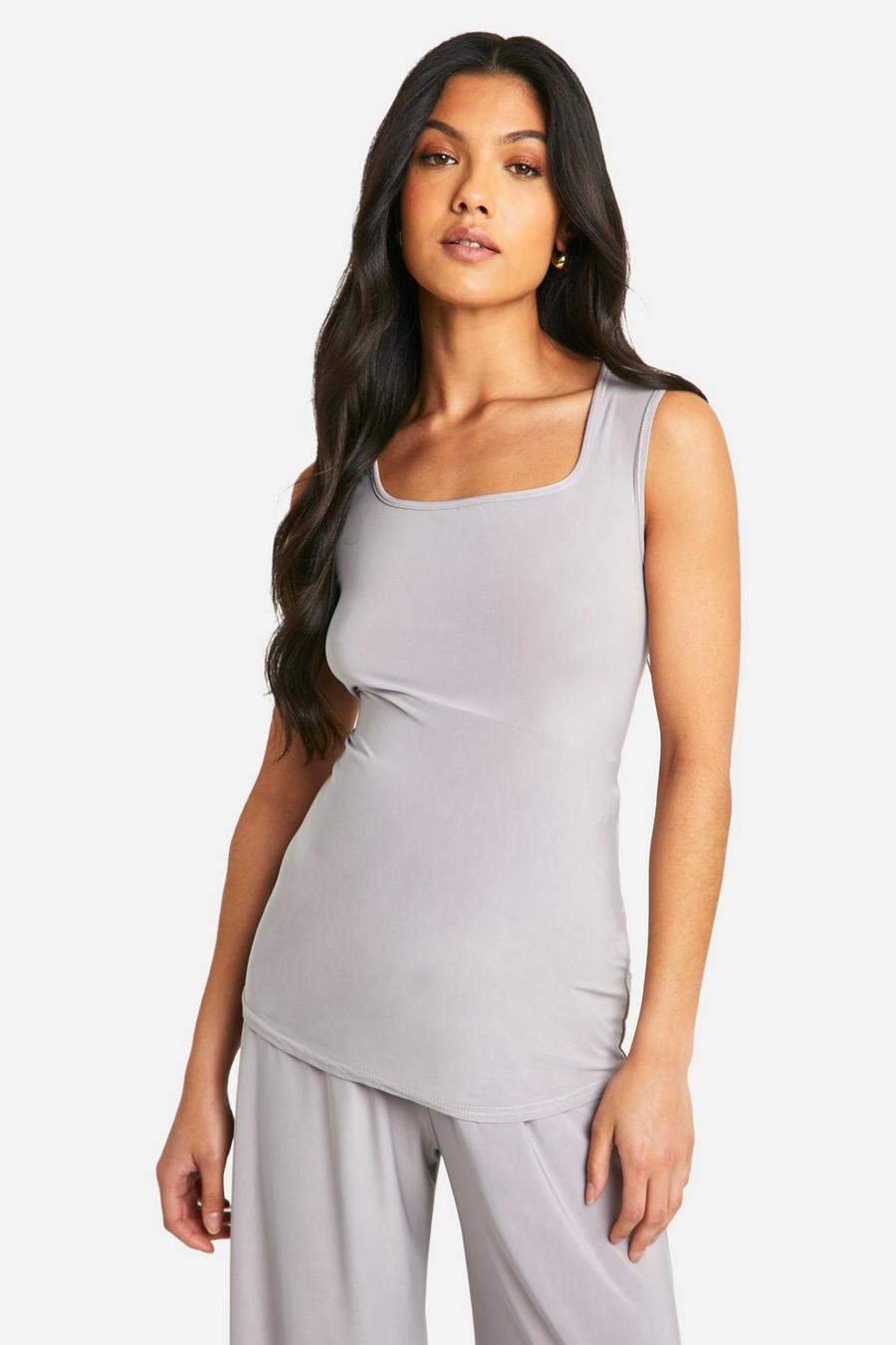 Lilac grey Maternity Soft Touch Square Neck Tank Top Top