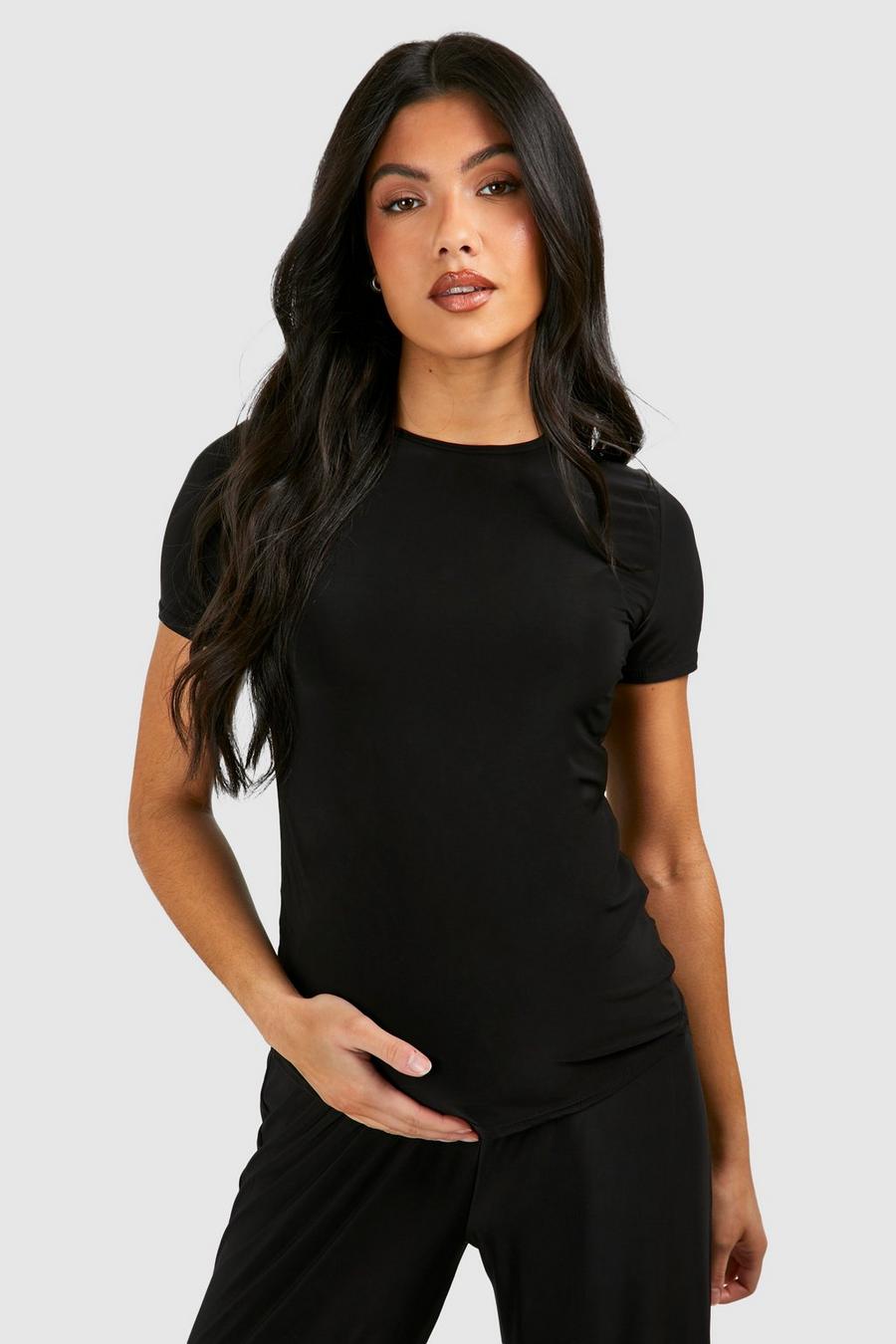 Black Maternity Soft Touch Crew Neck T-shirt image number 1