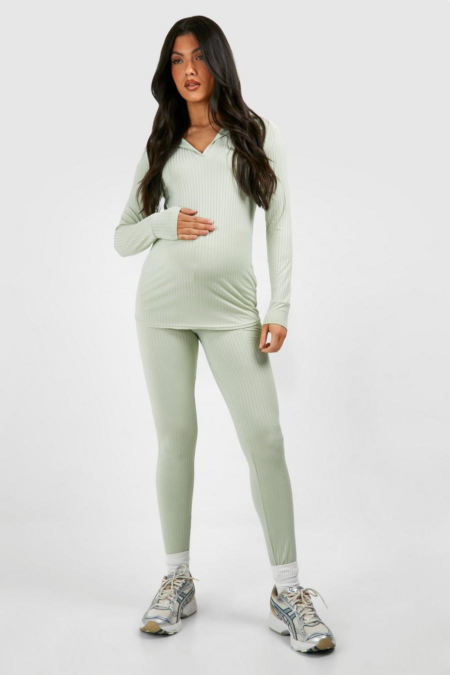 Maternité - Ensemble de grossesse avec t-shirt et legging, Sage image number 1