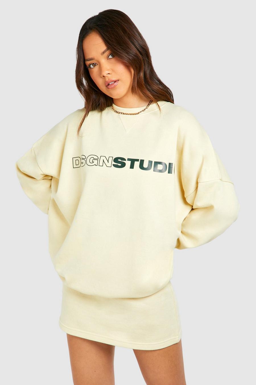 Oversize Sweatshirt mit Dsgn Studio Print, Lemon