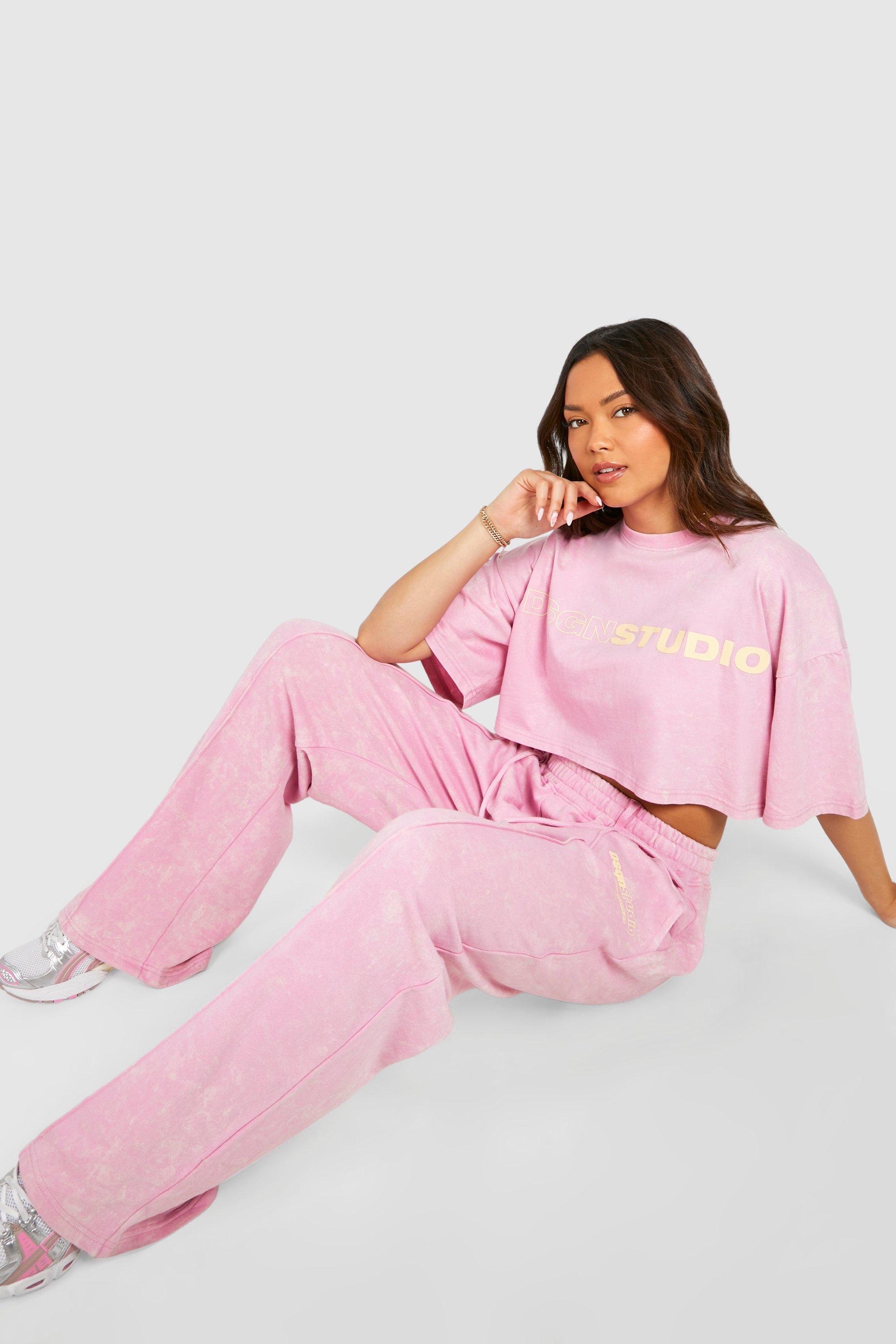 Pink joggers boohoo sale