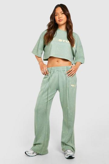 Dsgn Studio Washed Straight Leg Sweatpant green