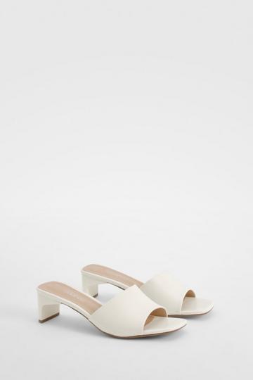 Wide Width Low Heeled Mules white