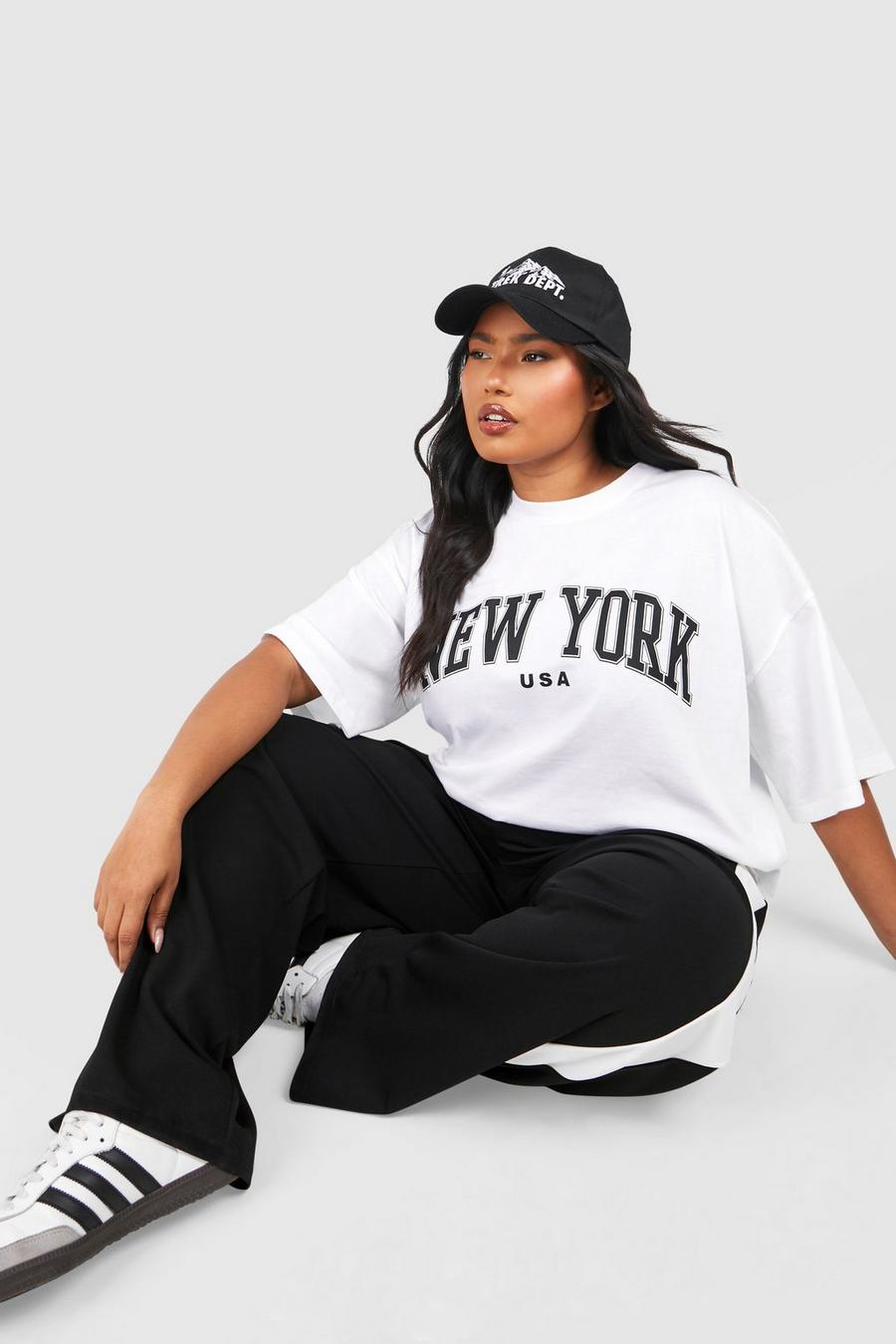 Grande taille - T-shirt oversize à slogan New York, White image number 1