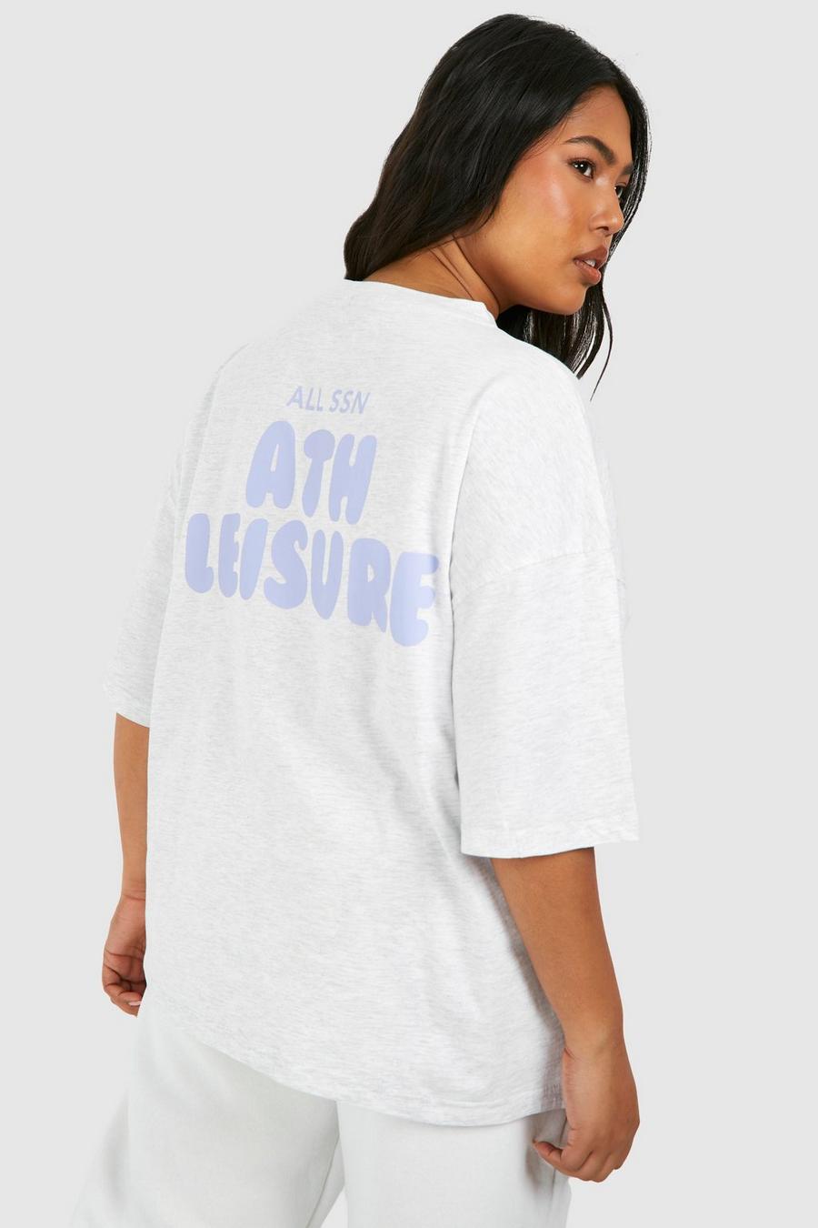 Camiseta Plus oversize con estampado Athleisure, Ash grey