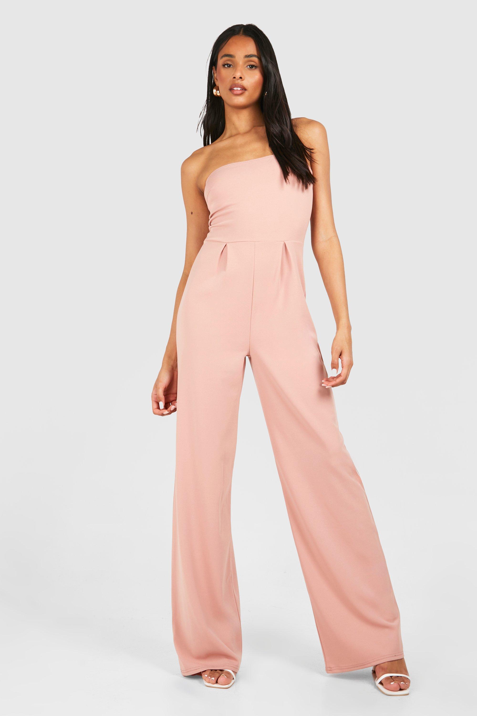 boohoo Tall Bandeau Wide Leg Jumpsuit Pink Size 4