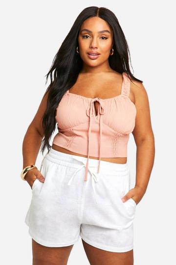 Pink Plus Cotton Milkmaid Crop Top