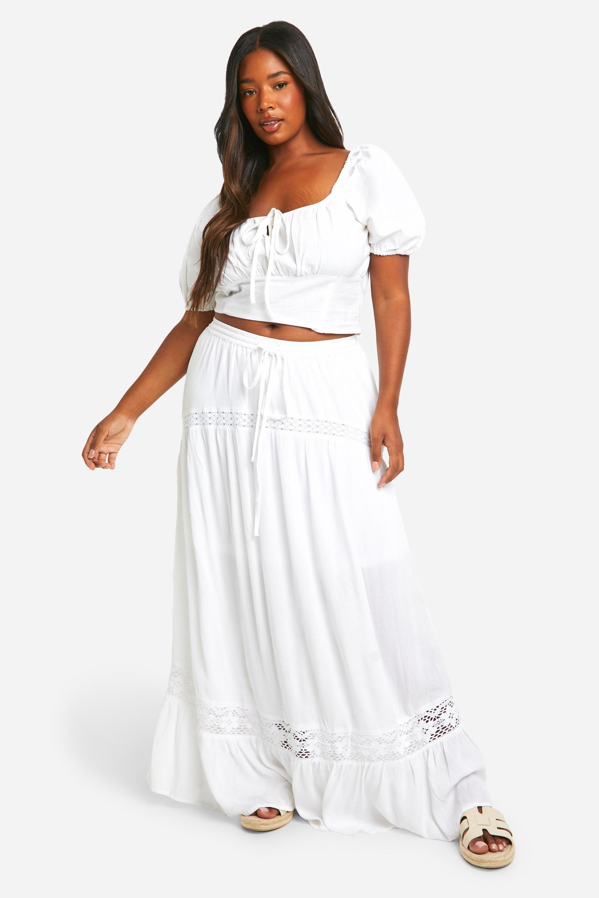 Boohoo white maxi skirt hotsell