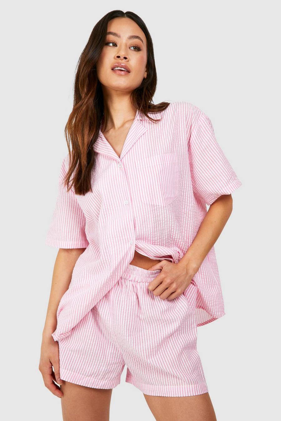 Pink Tall Gestreepte Pyjama Set Met Shorts