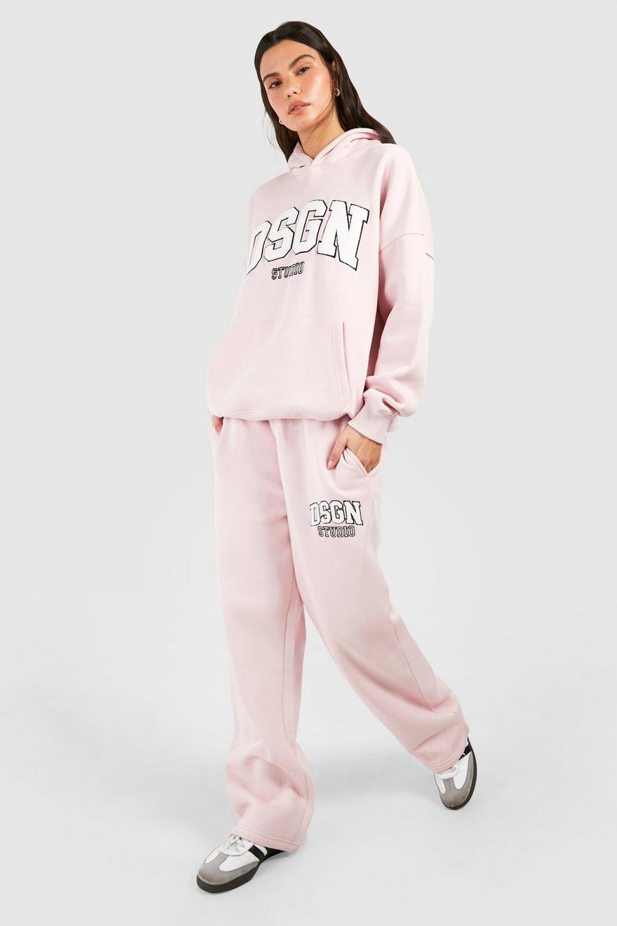 Baby pink Dsgn Studio Towelling Applique Straight Leg Jogger image number 1