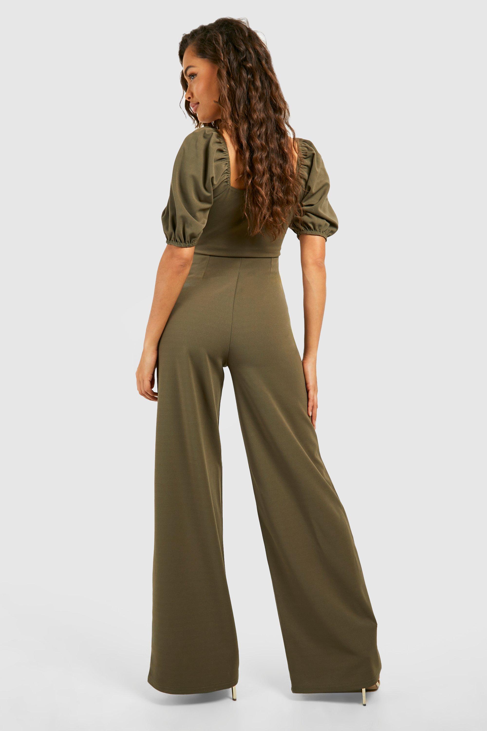 boohoo Milkmaid Jumpsuit Green Size 10