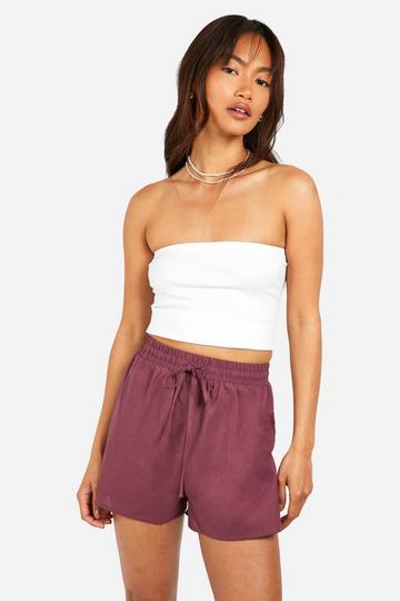 Linen Look Tie Waist Shorts purple