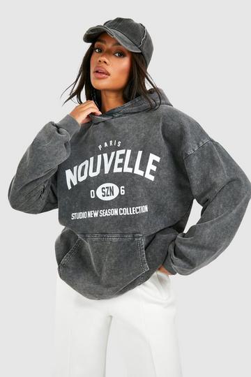 Gebleekte Oversized Nouvelle Hoodie charcoal