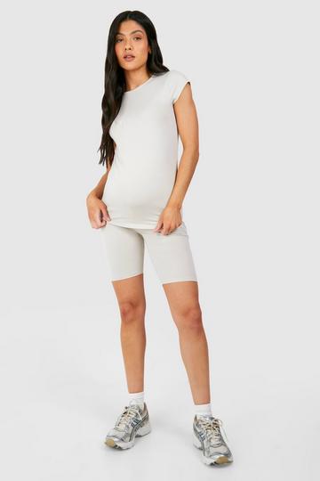 Maternity Soft Touch High Waisted Modal Biker Shorts taupe