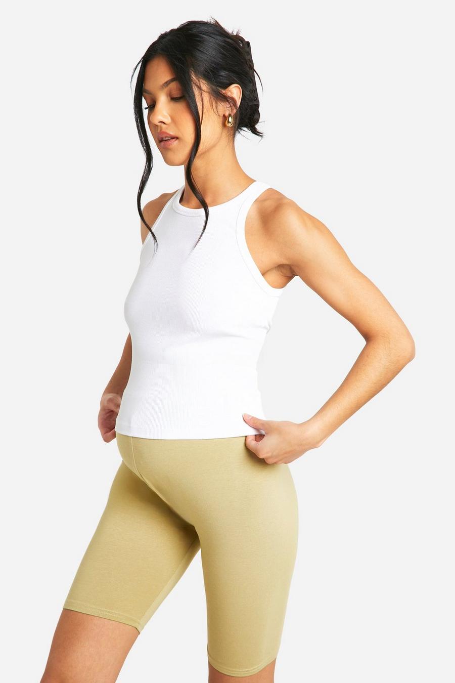 Light khaki Maternity Soft Touch High Waisted Modal Cycling Shorts image number 1