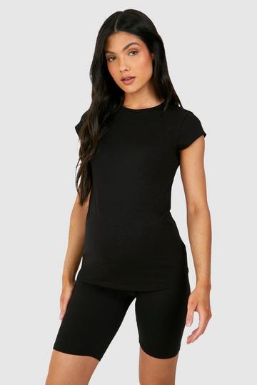 Maternity Soft Touch Cap Sleeve Modal Fitted T-shirt black