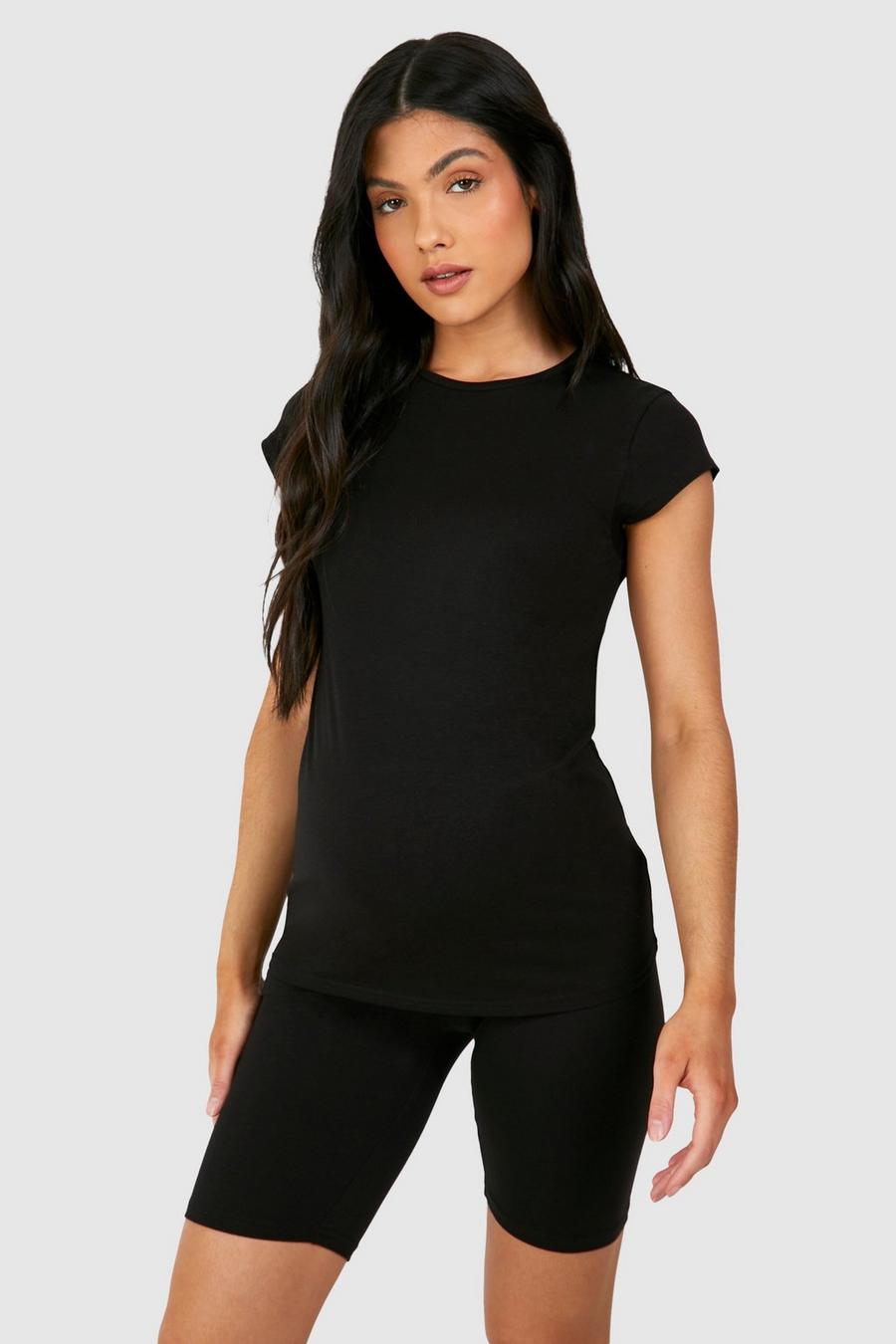 Black Maternity Soft Touch Cap Sleeve Modal Fitted T-shirt image number 1