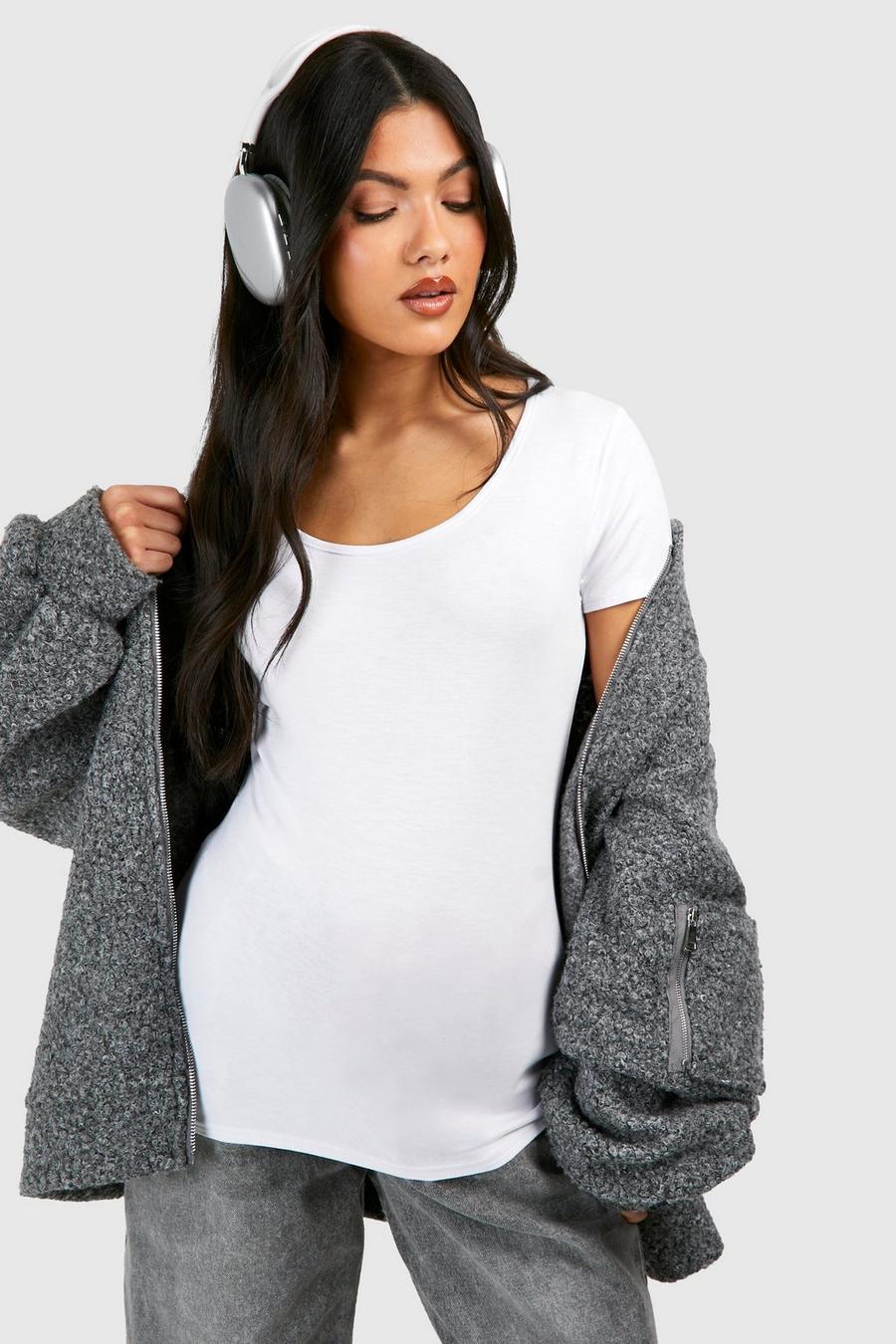 Maternité - T-shirt de grossesse basique à col rond, White image number 1