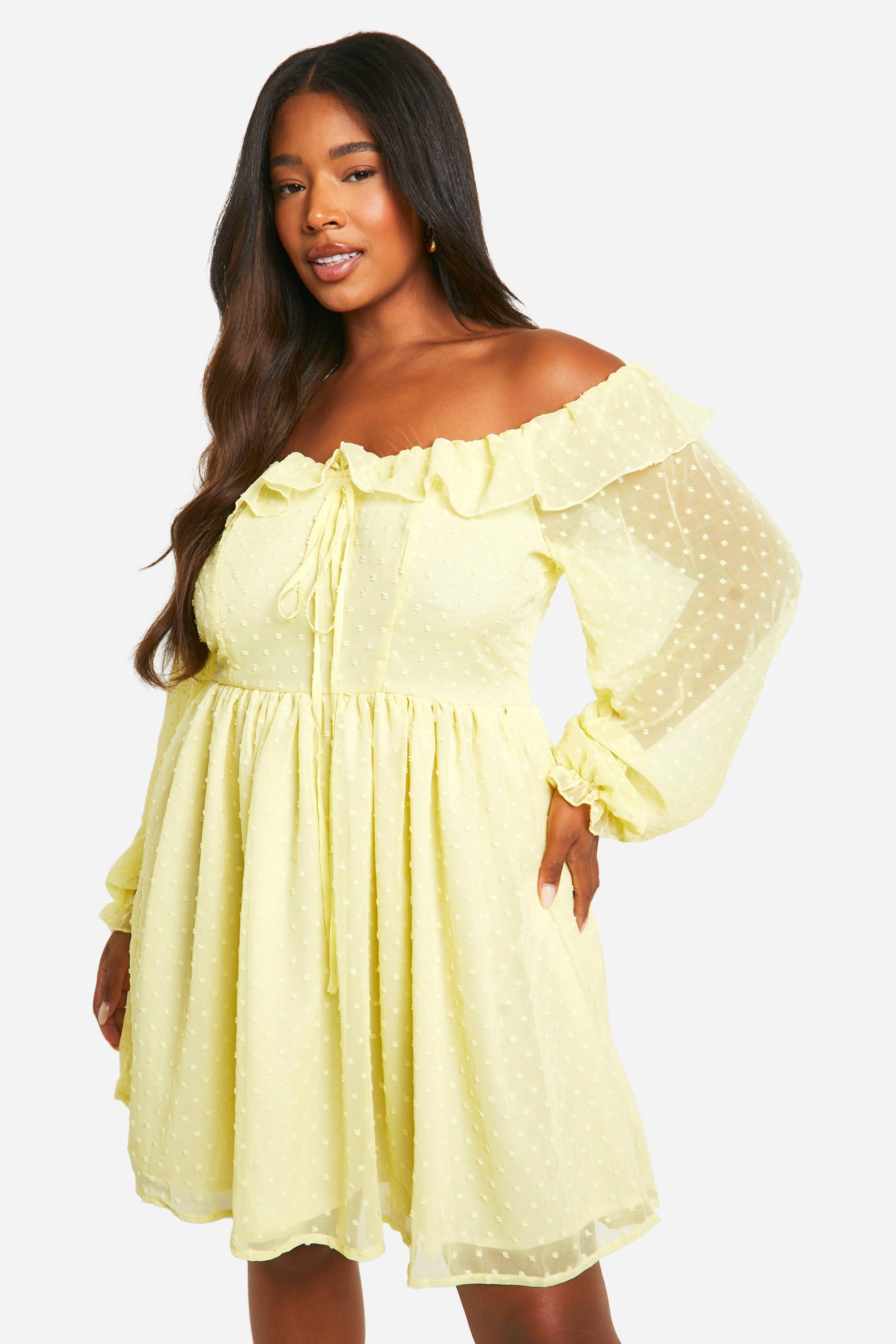 Plus Size Yellow Dresses boohoo UK