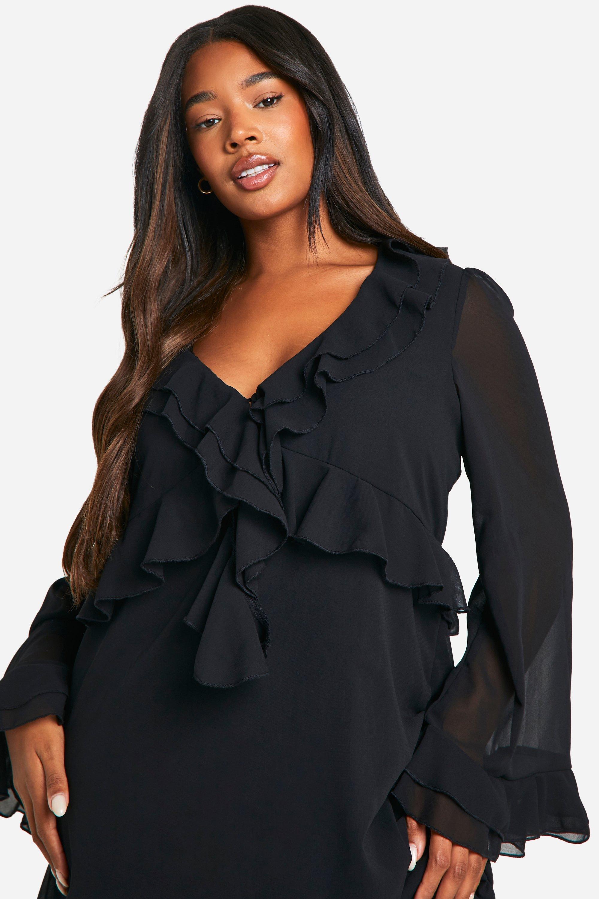 Plus Chiffon Ruffle Shift Dress