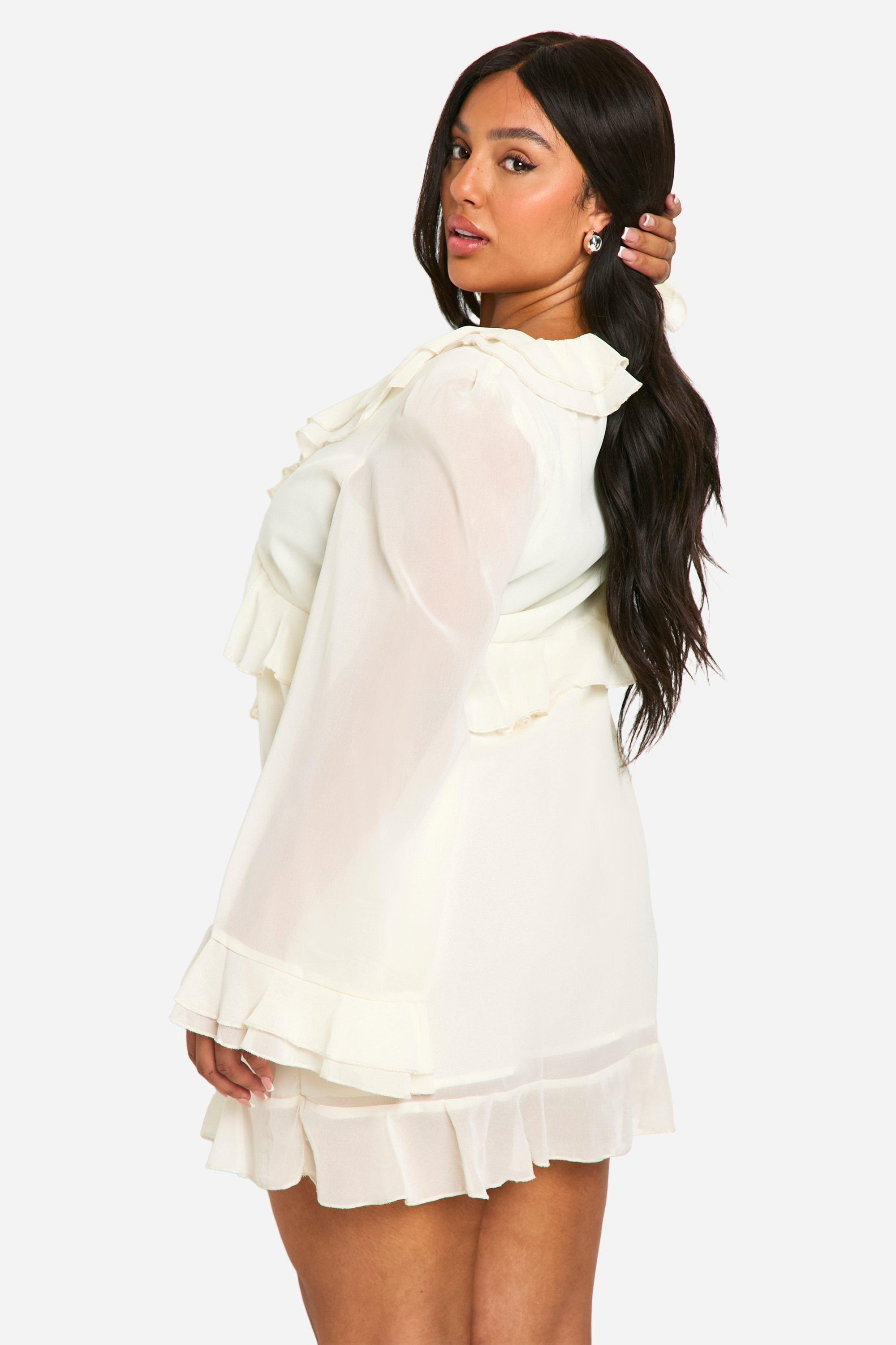 Plus Chiffon Ruffle Shift Dress