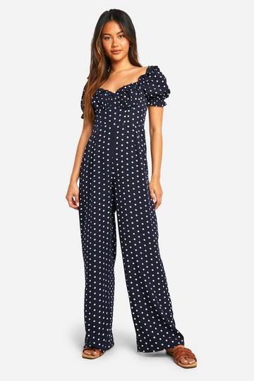 Melkmeisje Jumpsuit Met Stippen navy