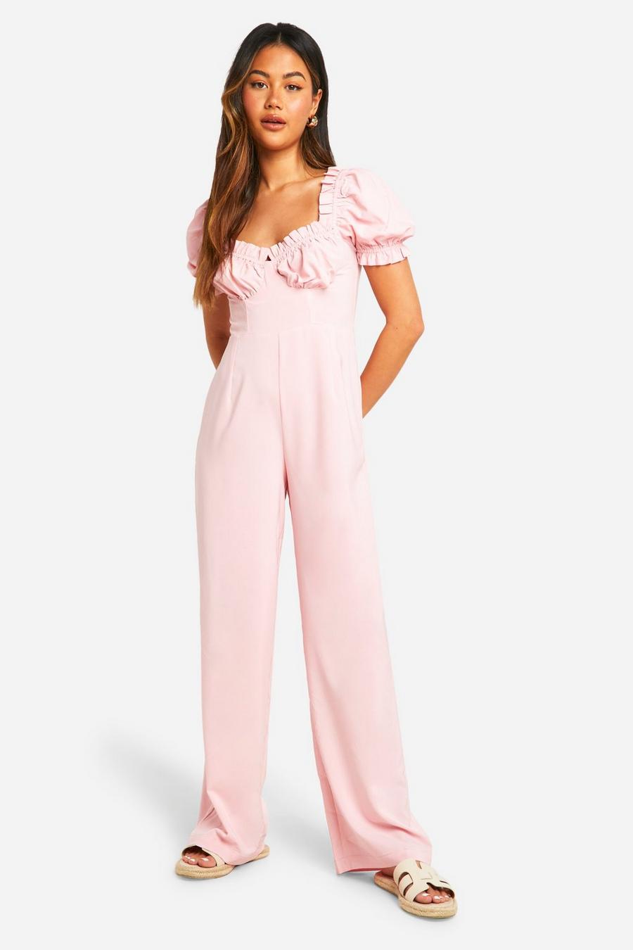Milkmaid Jumpsuit, Pink