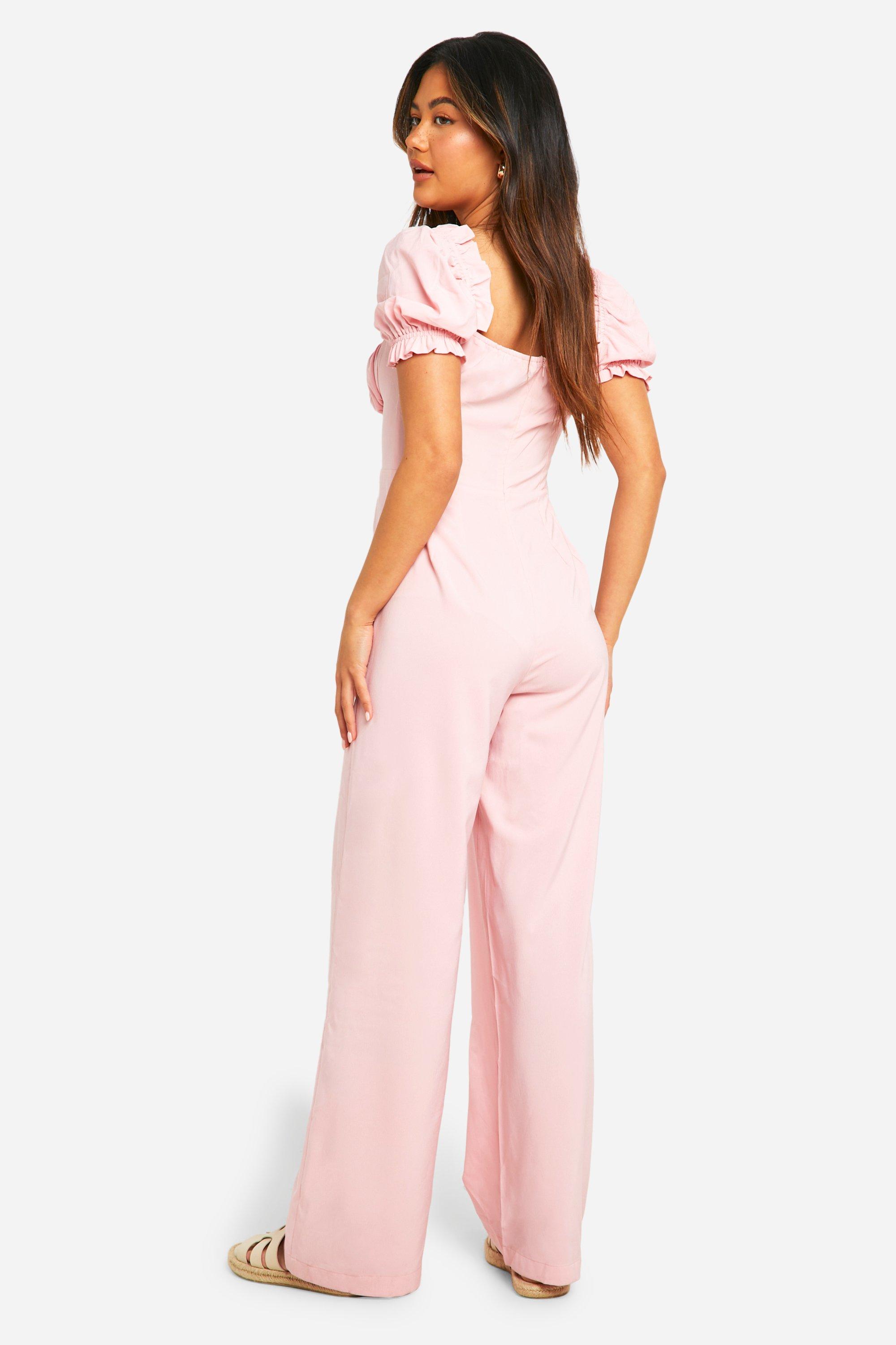 Pink jumpsuit boohoo deals