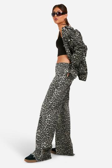 Leopard Straight Leg Jeans brown