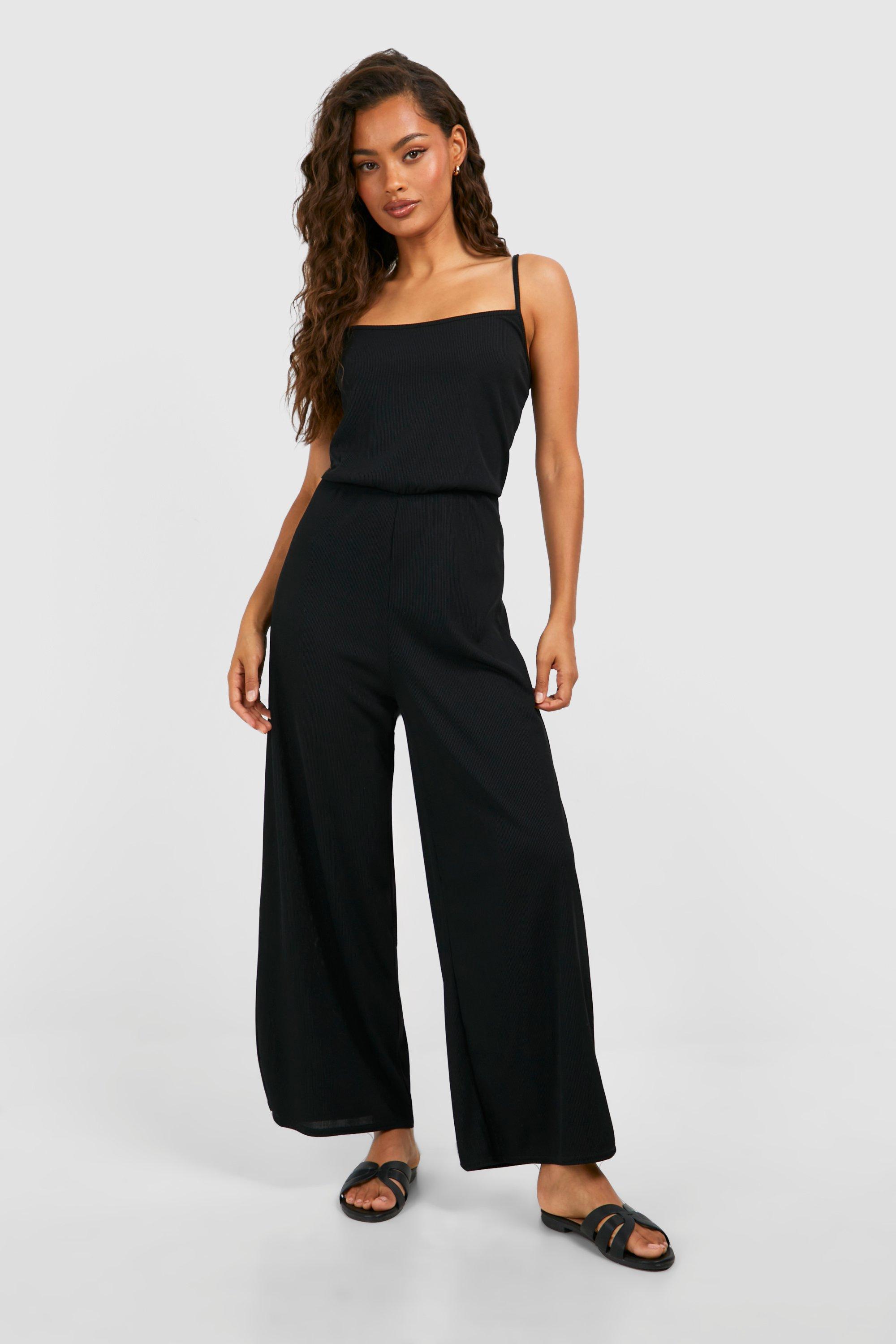 Black strappy hot sale culotte jumpsuit