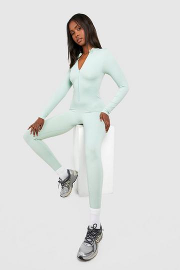 Seamless Zip Up Unitard sage