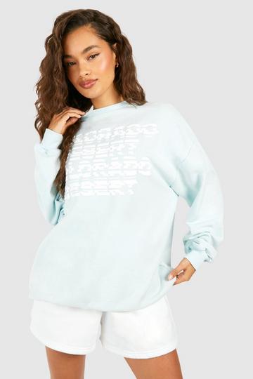 Colorado Puff Print Slogan Oversized Sweatshirt baby blue