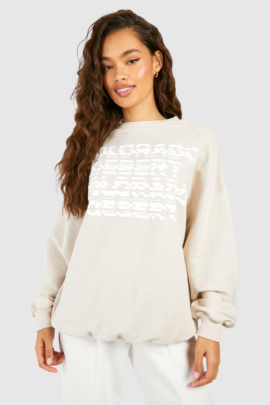 Stone Colorado Puff Print sleeves Oversized Sweatshirt 