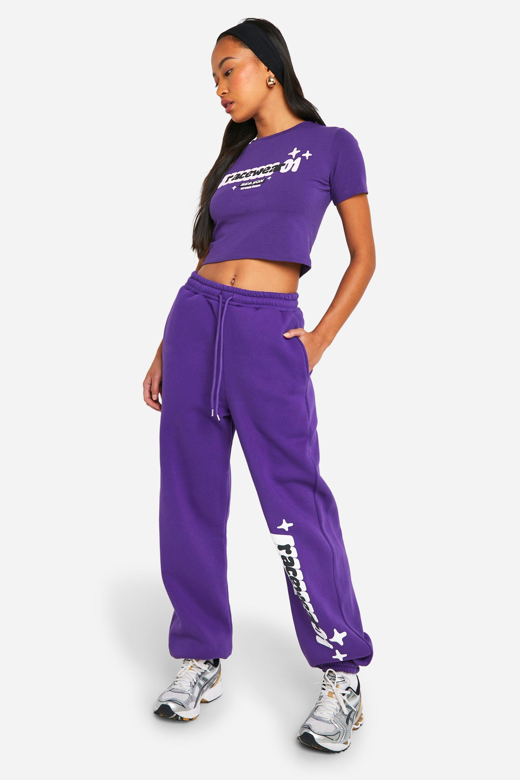 Motorsport Puff Print Fitted T shirt And Straight Leg Jogger Set boohoo