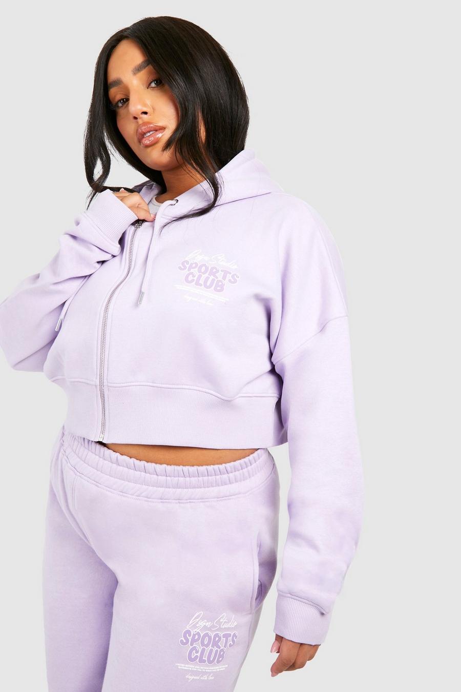 Purple Plus Dsgn Studio Sports Club Kort hoodie med slogan image number 1
