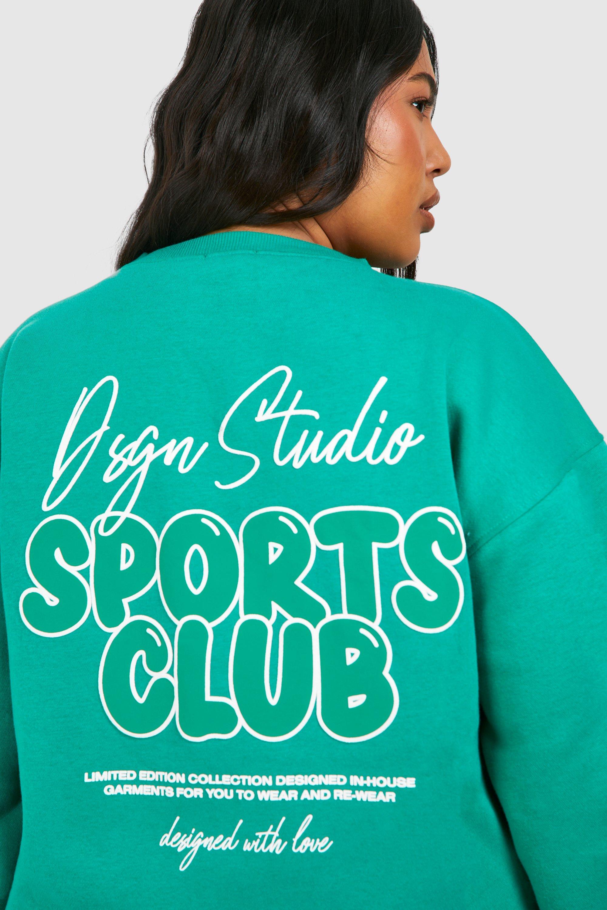 Sports Club Slogan Oversized Sweatshirt
