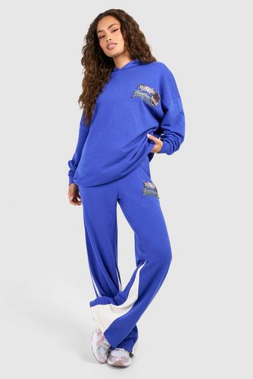 Motorsport Applique Paneled Straight Leg Jogger blue