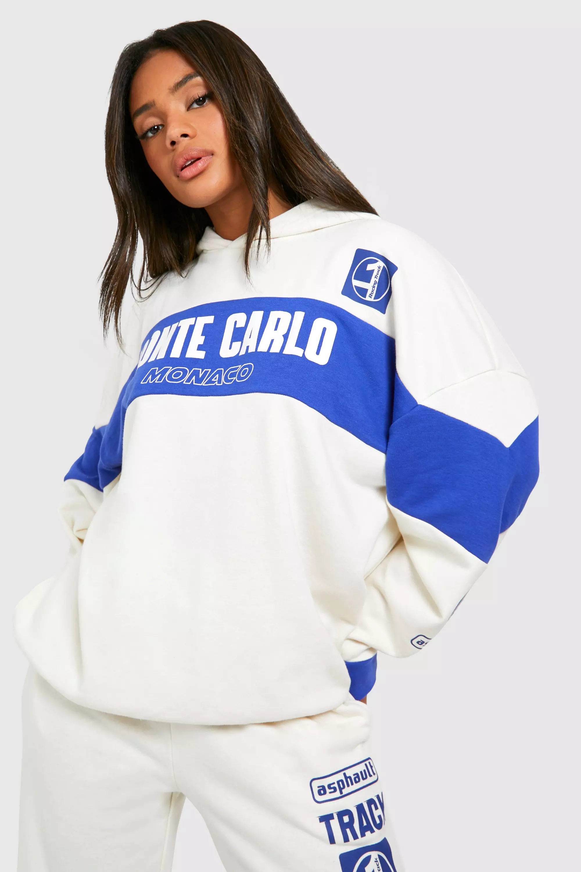 Monte Carlo Slogan Colour Block Oversized Hoodie alternative image