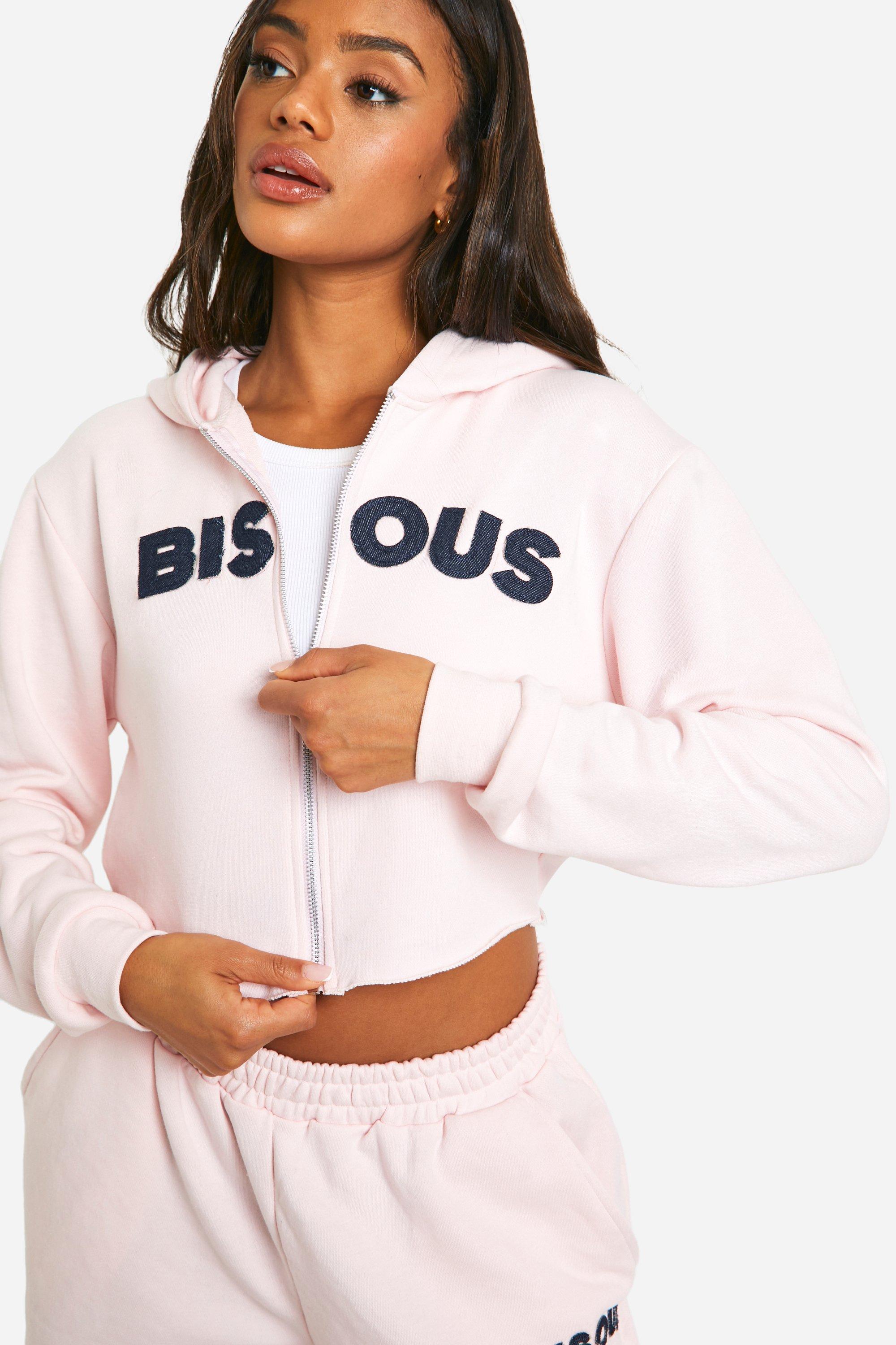 Bisous Denim Applique Crop Zip Through Hoodie boohoo AU